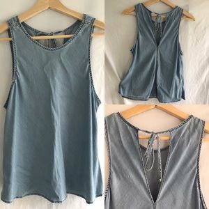 Gap Chambray A-Line Tank Top with Tie at Back